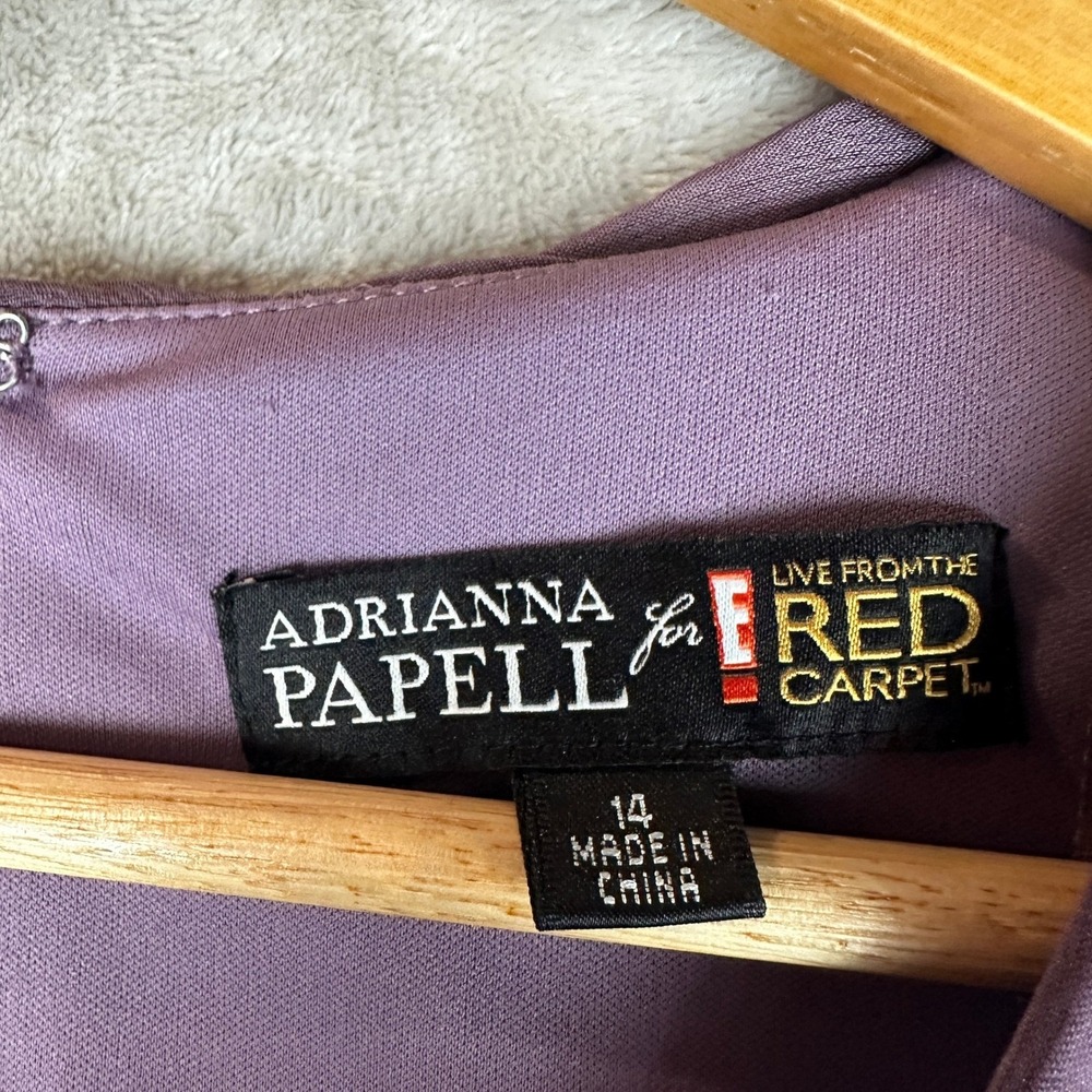 Adrianna Papell for E! Live From The Red Carpet Purple Pleated Gown Dress 14 - Picture 2 of 10